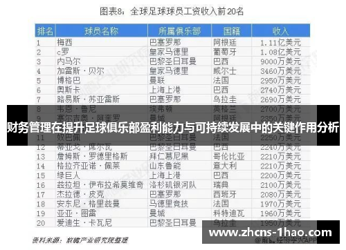 财务管理在提升足球俱乐部盈利能力与可持续发展中的关键作用分析